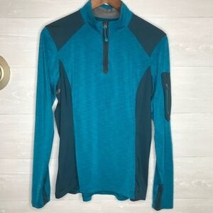 REI quarter zip teal long sleeve